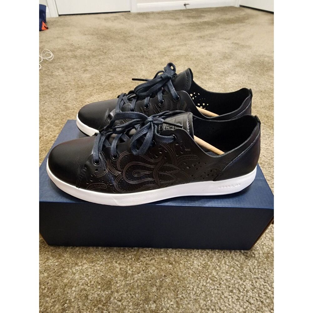 Cole Haan Grand Pro W17920 Black Leather Lace Up Tennis Shoes Womens US 9 B - Picture 2 of 3